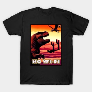 No Internet Dinosaur T-Shirt